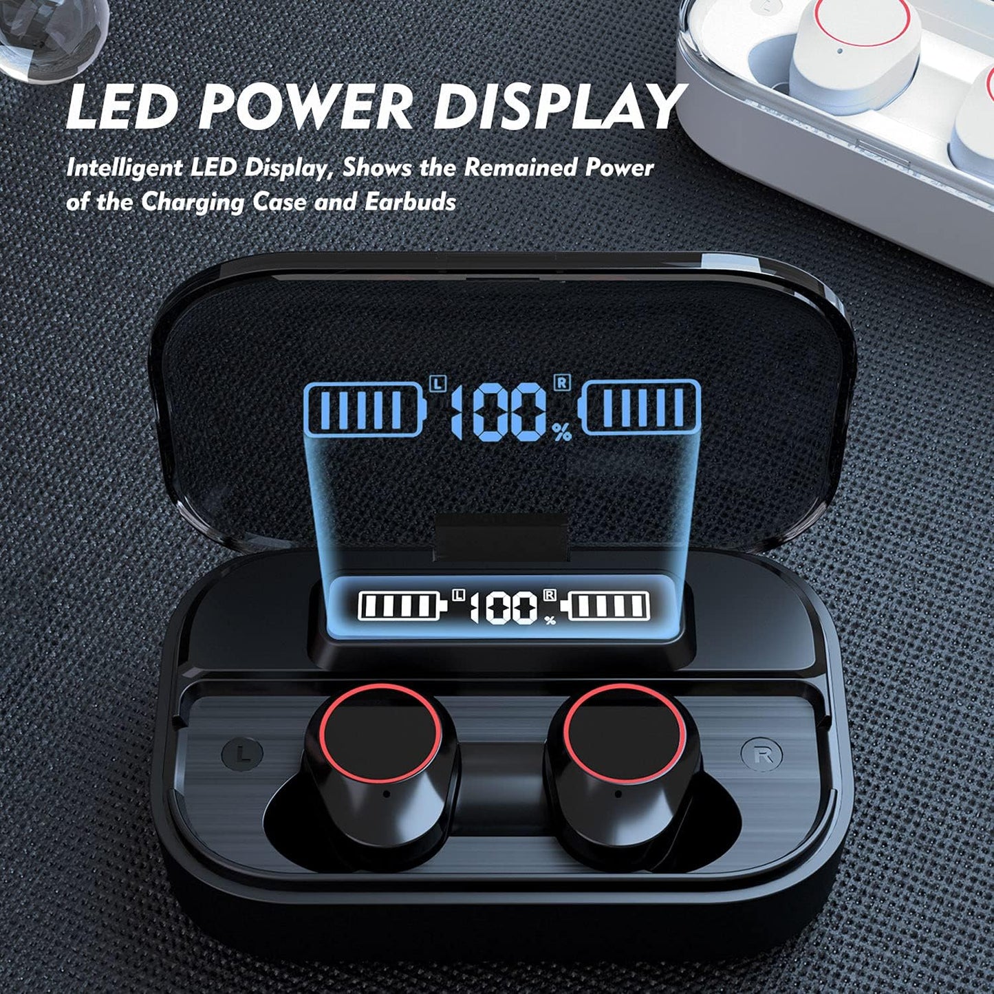 Ultimate Wireless Bluetooth 5.1 Earbuds - Superior Stereo Sound, IPX7 Waterproof, 80Hr Playtime, Touch Control & Mic