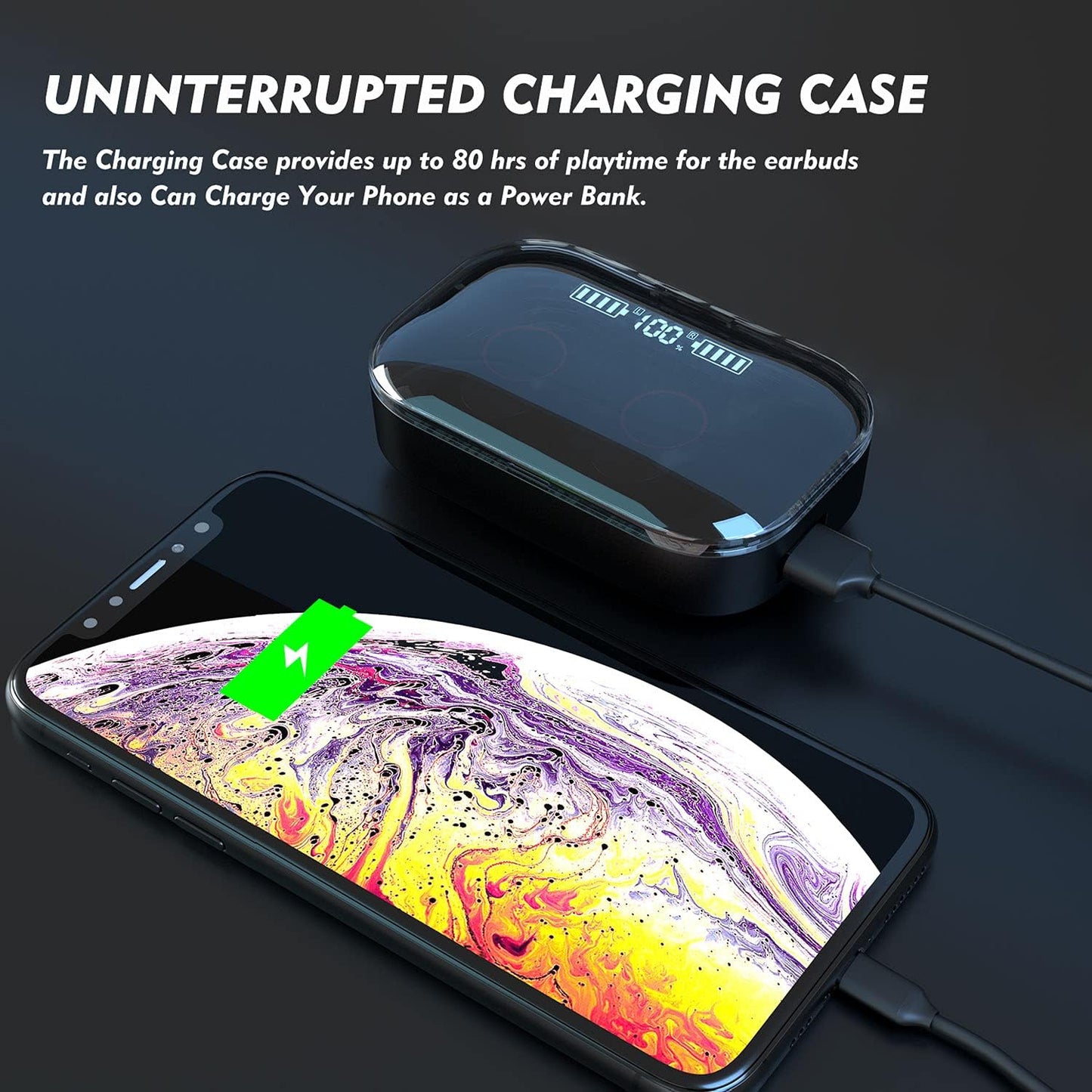 Ultimate Wireless Bluetooth 5.1 Earbuds - Superior Stereo Sound, IPX7 Waterproof, 80Hr Playtime, Touch Control & Mic