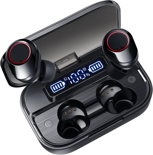 Ultimate Wireless Bluetooth 5.1 Earbuds - Superior Stereo Sound, IPX7 Waterproof, 80Hr Playtime, Touch Control & Mic