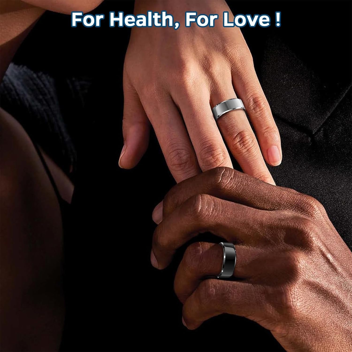Smart Ring Health Tracker - Waterproof Fitness Ring with Heart Rate & Sleep Monitoring, 7-Day Battery Life, Air Gestures, Compatible with iOS & Android (Black, Size #10)