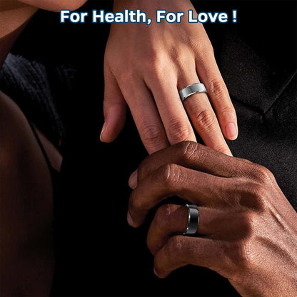 Smart Ring Health Tracker - Waterproof Fitness Ring with Heart Rate & Sleep Monitoring, 7-Day Battery Life, Air Gestures, Compatible with iOS & Android (Black, Size #10)